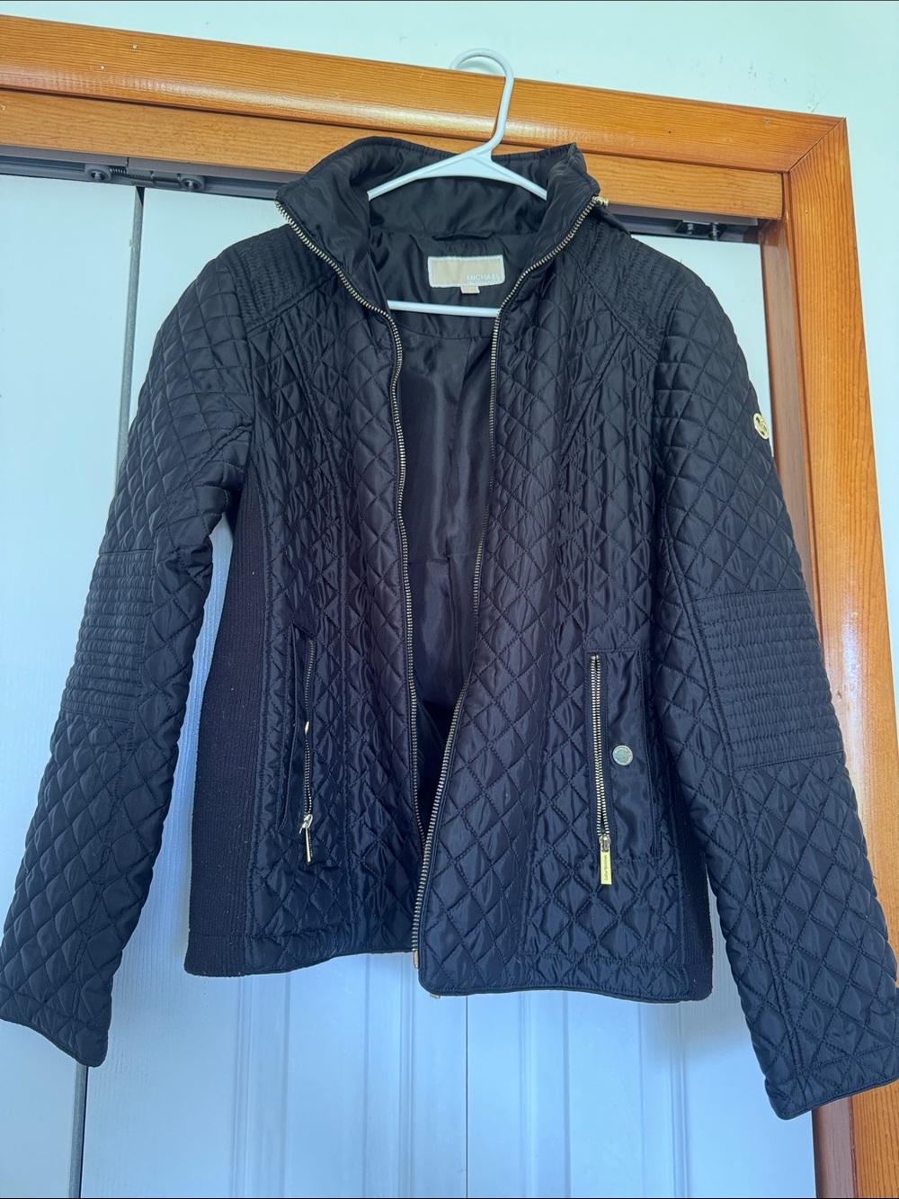 Black Quilted Women's Jacket with Zip Front